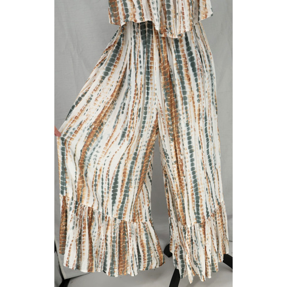 Free People Jumpsuit Womens Small Smocked Strapless Ruffled Wide Leg Hipster - Picture 14 of 15